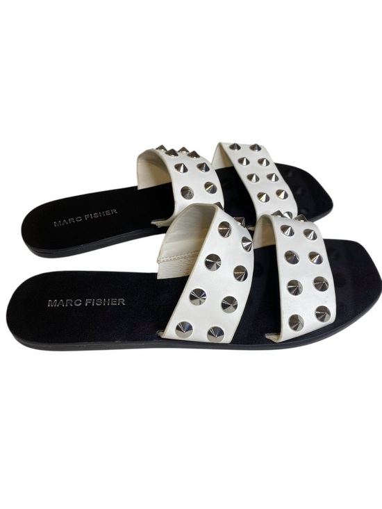 Marc Fisher Shoes - Marc Fisher Bolive White Vegan Studded Flat Sandal Women’s Size 9M